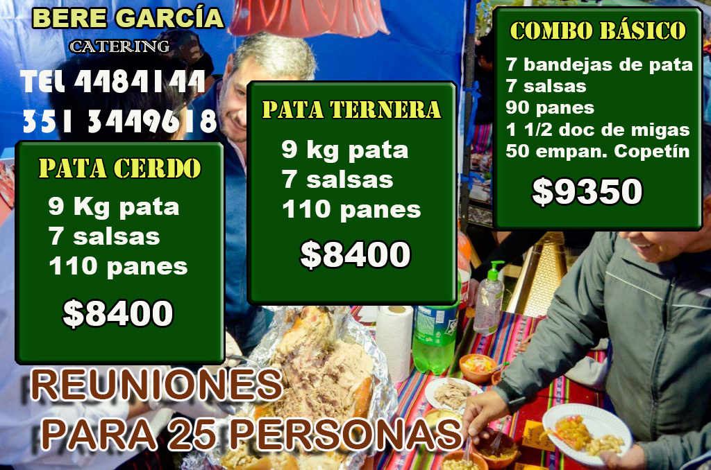 Combos para 25, ternera o cerdo 